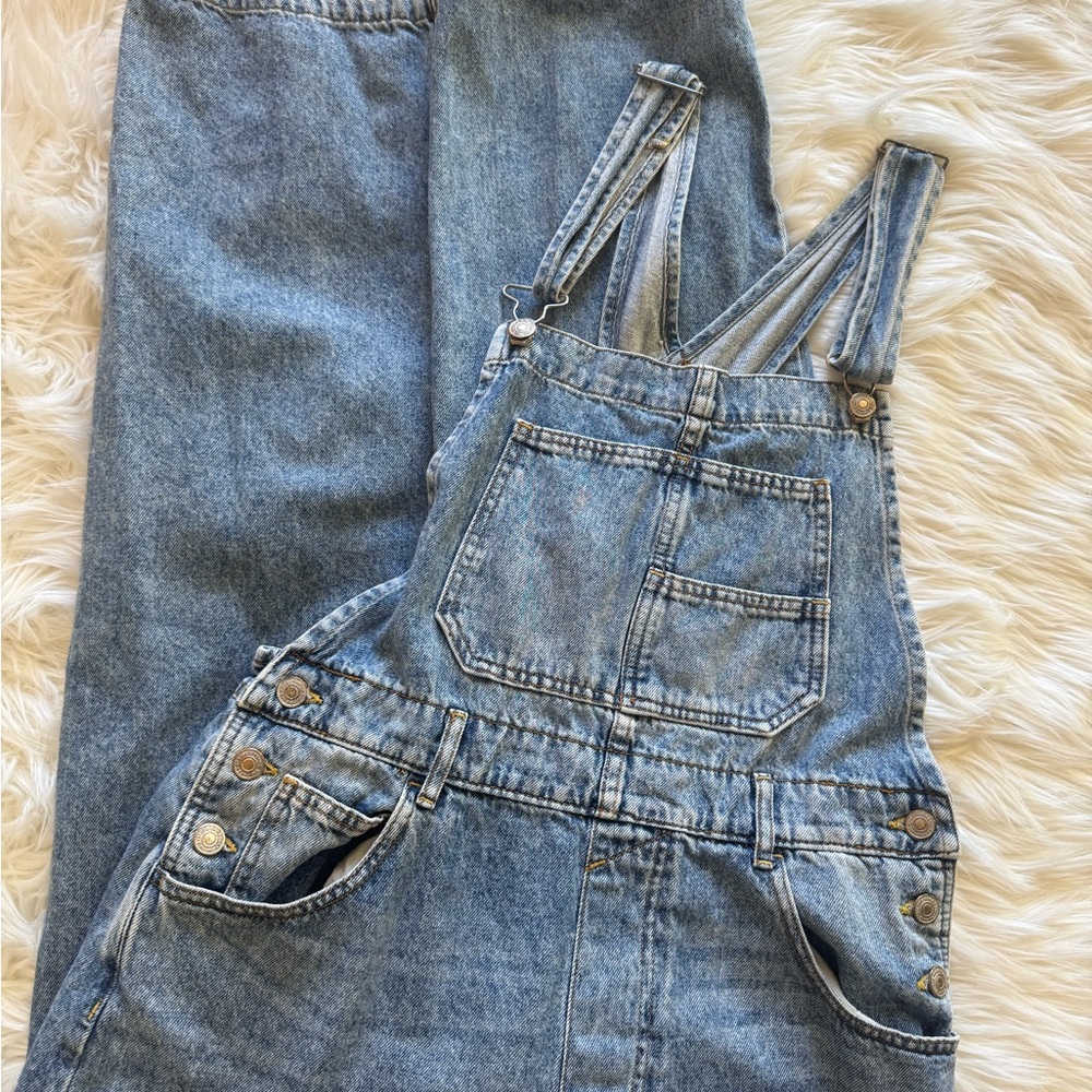 Free People Light Blue Denim Overalls